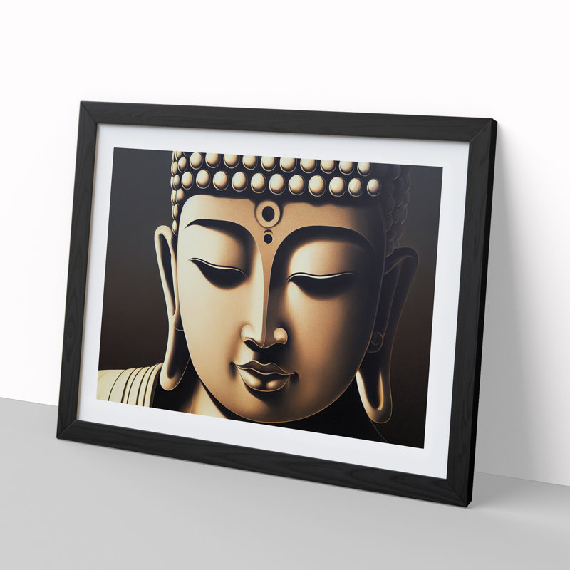 XH1022-6817X Peaceful Buddha - Picture Frame Print, Black Framed, 46cm H x 64cm W x 2cm D