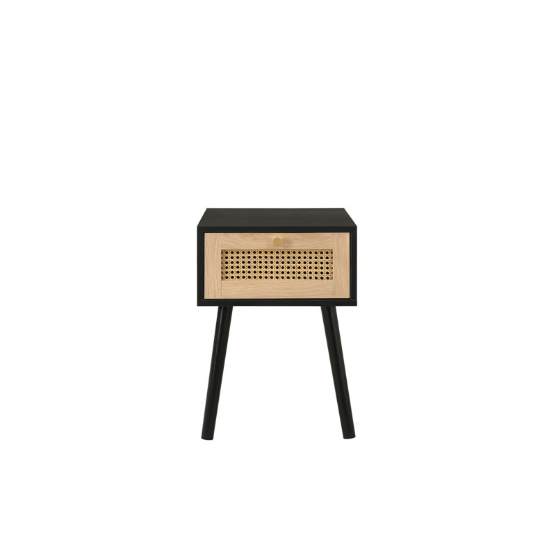 Noemi 38cm W Bedside Table, Black/Oak