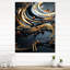 Vintage Liquid Gold Spiral On Black II - Abstract Spirals Vintage Wall Clock-99636427