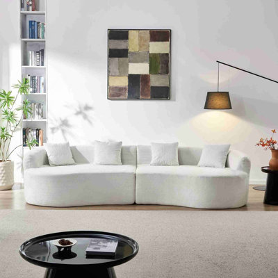 Canapé incurvé en chenille avec mousse haute densité et sans assemblage, pour des espaces de vie compacts