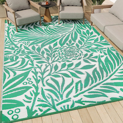 Green Botanical Outdoor Area Rug