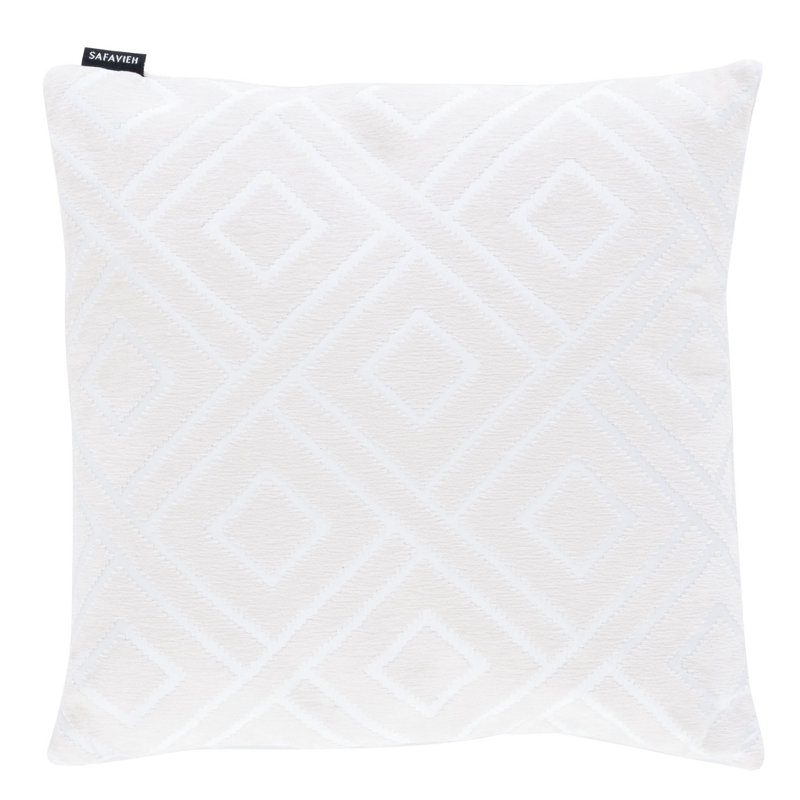 Ivory 18" Square Triska Pillow with Basketweave Pattern