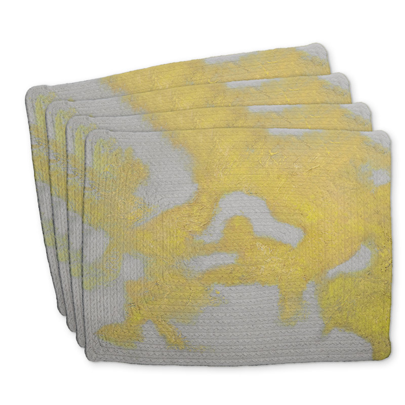 Ensemble de 4 napperons en polyester tressé doré - Décoration intérieure