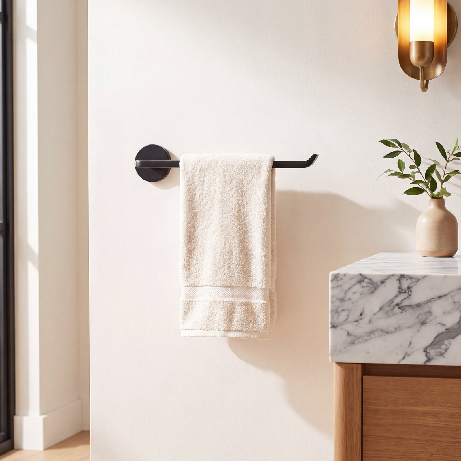 Drea Wall-Mounted Towel Ring, Matte Black