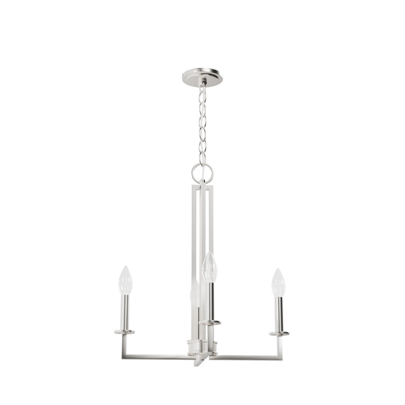 4 - Light Candle Style Bulb Pendant, Brushed Nickel