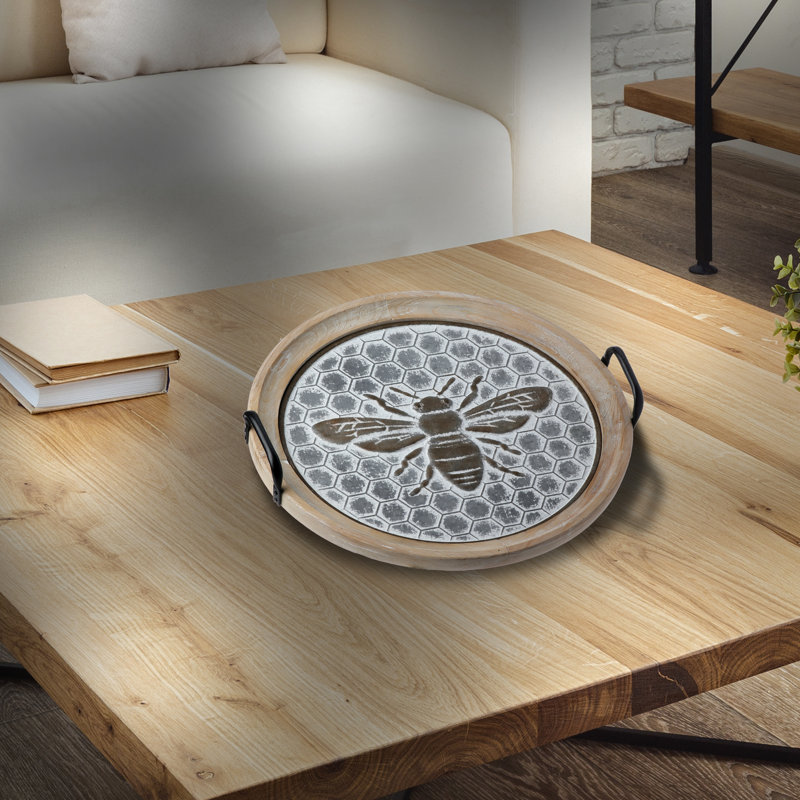 Aylaa Wood and Metal Bee Honeycomb Tray