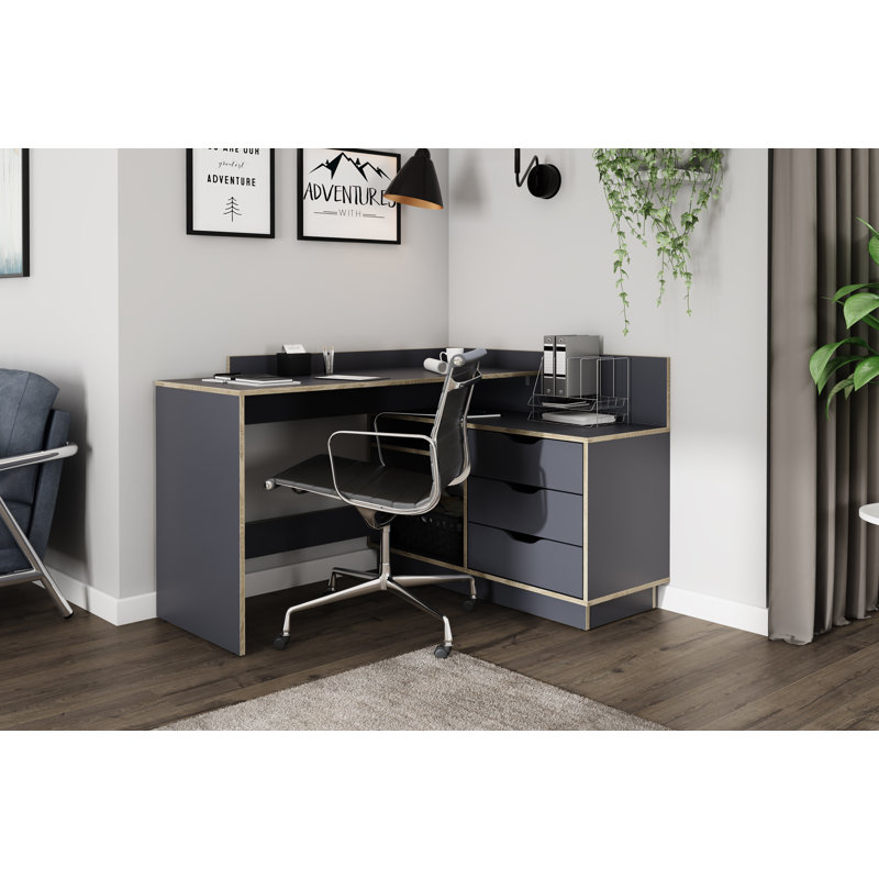Thoman L-Shaped Writing Desk, Gray