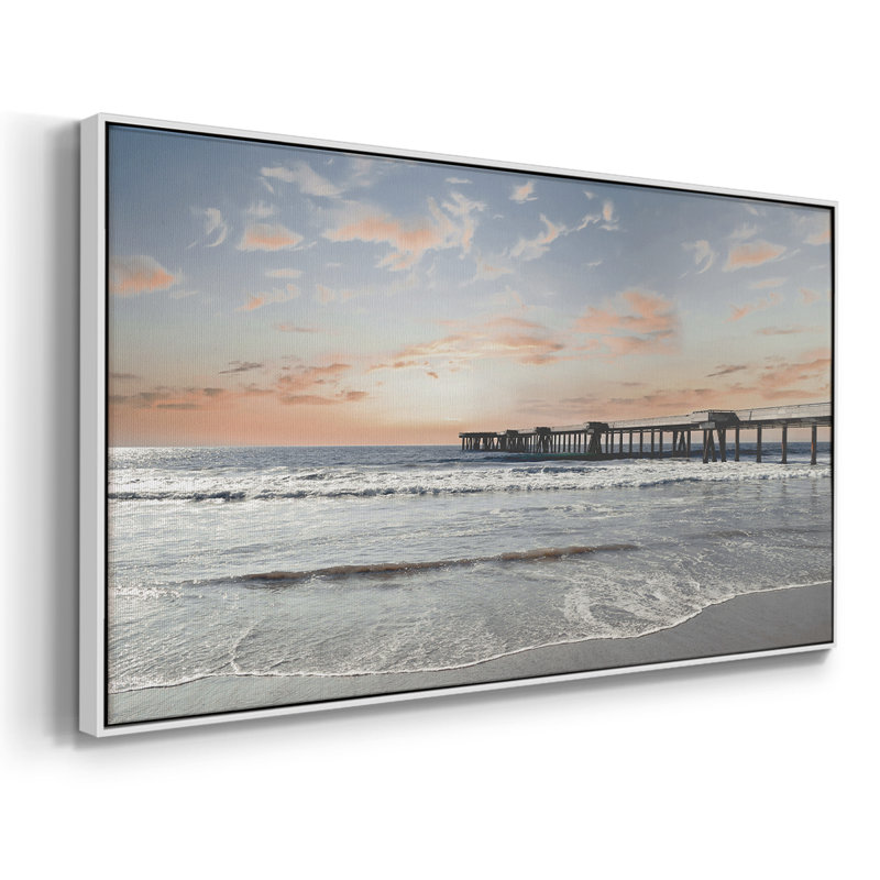 Coucher de soleil sur la plage du Pacifique - Toile tendue avec châssis encadré - Prêt à être accroché, H 17 po x l 33 po