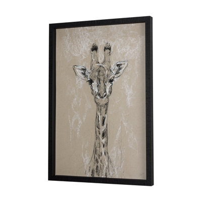 Croquis de Animal IV (girafe), reproduction d'art encadrée à la main avec passe-partout