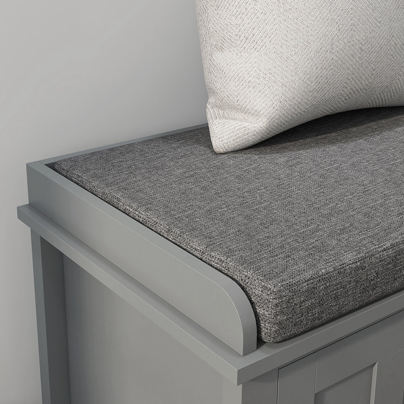 8 Pair Shoe Storage Bench with Sliding Doors, Grey