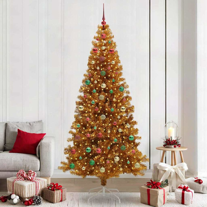 vidaXL Christmas Tree with 300 LEDs with Stand Gold PET, 7.87 ft