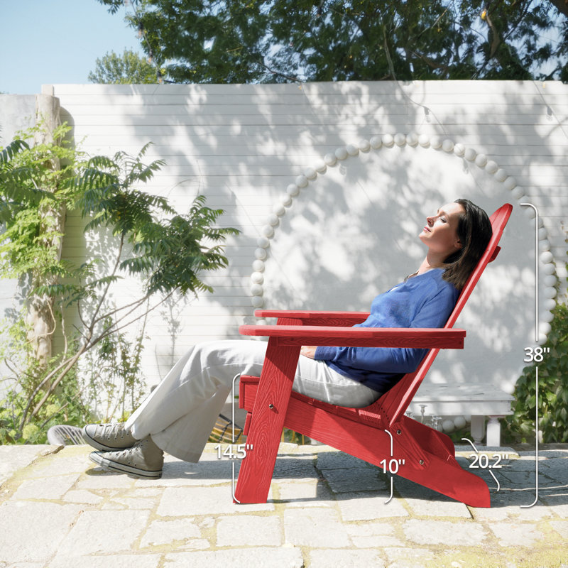 Chaise Adirondack pliante en plastique, Rouge vif