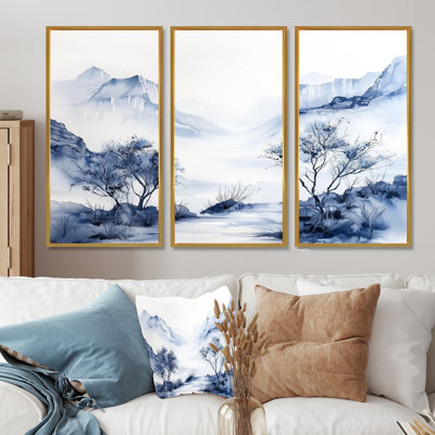 «Aqua Minimalist Canyon Landscape I - Canyon & Desert», ensemble d'art mural
