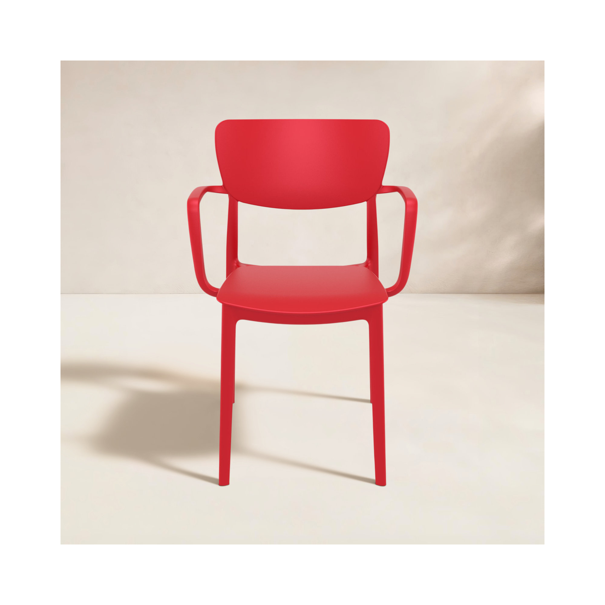 Farrah Stacking Patio Dining Armchair, Red