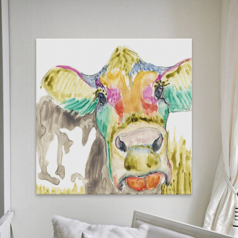 Hifi Cow II - Wrapped Canvas Print, 45cm H x 45cm W