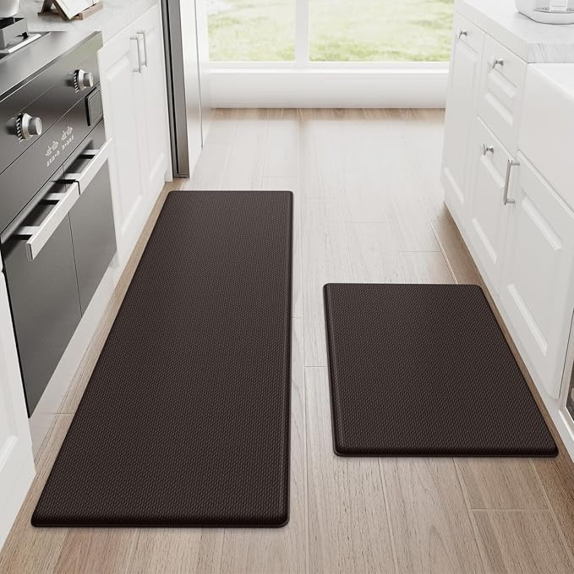 Prep & Savour Kitchen Mats, 2PCS Kitchen Rugs, Cushioned Anti Fatigue Kitchen Mats For Floor, Non-Slip Standing Desk Mat, Waterproof Kitchen Rug Set For Kitchen, Floor, Office, 17.3"X30"+17.3"X47" | Wayfair