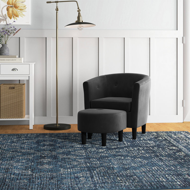 Waterville Upholstered Barrel Chair with Ottoman