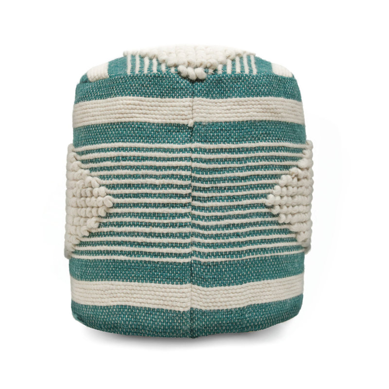 Diamond Handcrafted Fabric Cylindrical Pouf（ONLY OTTOMAN), Teal