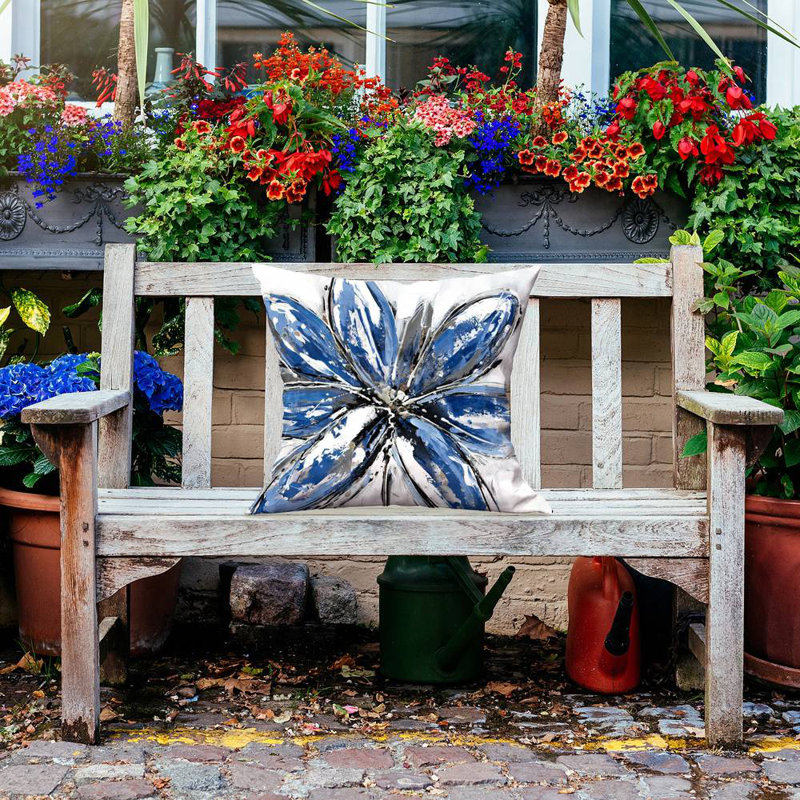 Blue petal - 20"x20" Outdoors Throw pillow - Spun poly - Print on demand