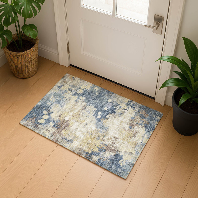 Tapis abstrait lavable à la machine Premium, Rectangle 1 pi 8 po x 2 pi 6 po