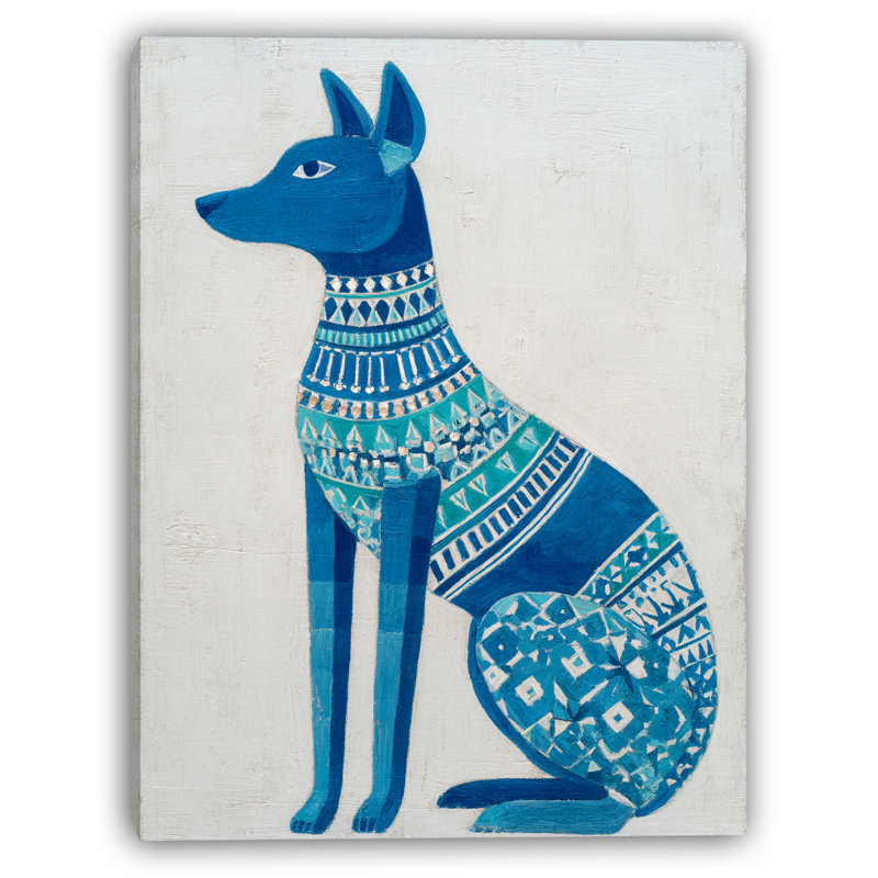 Patterned Blue Dog Wrapped Canvas Wall Art