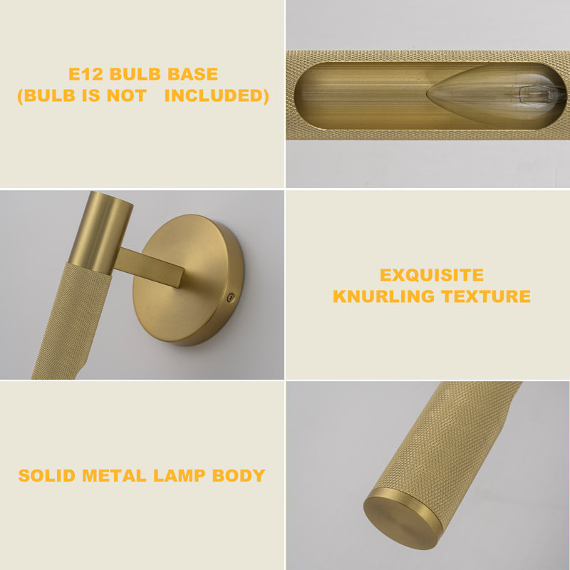 1-Light Dimmable Wall Sconce in Knurling Brass