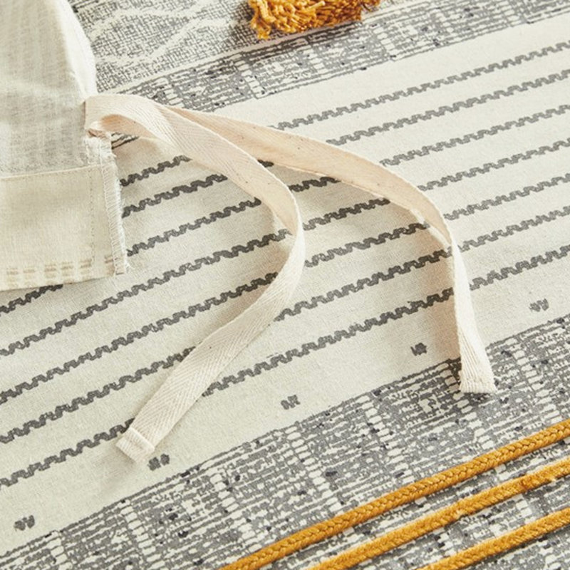 Housse de couette en coton double / grand format au design moderne 3 pièces avec gris et jaune