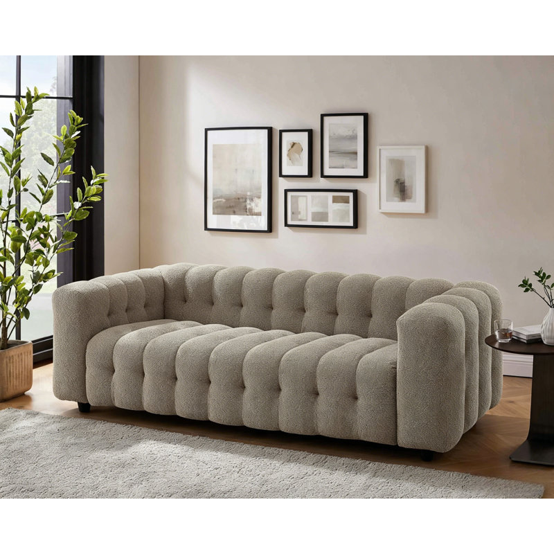 Lavance 89.4" W Tufted Bouclé Sofa , Light Brown