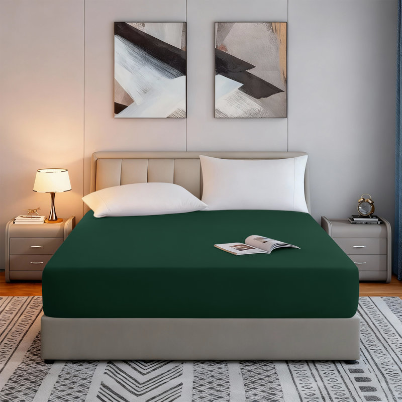 Tanvish Luxury Microfiber Fitted Sheet - 40 cm Deep Pocket, Ultra-Soft - Wrinkle-Free and Easy Care, Single (3'), Green