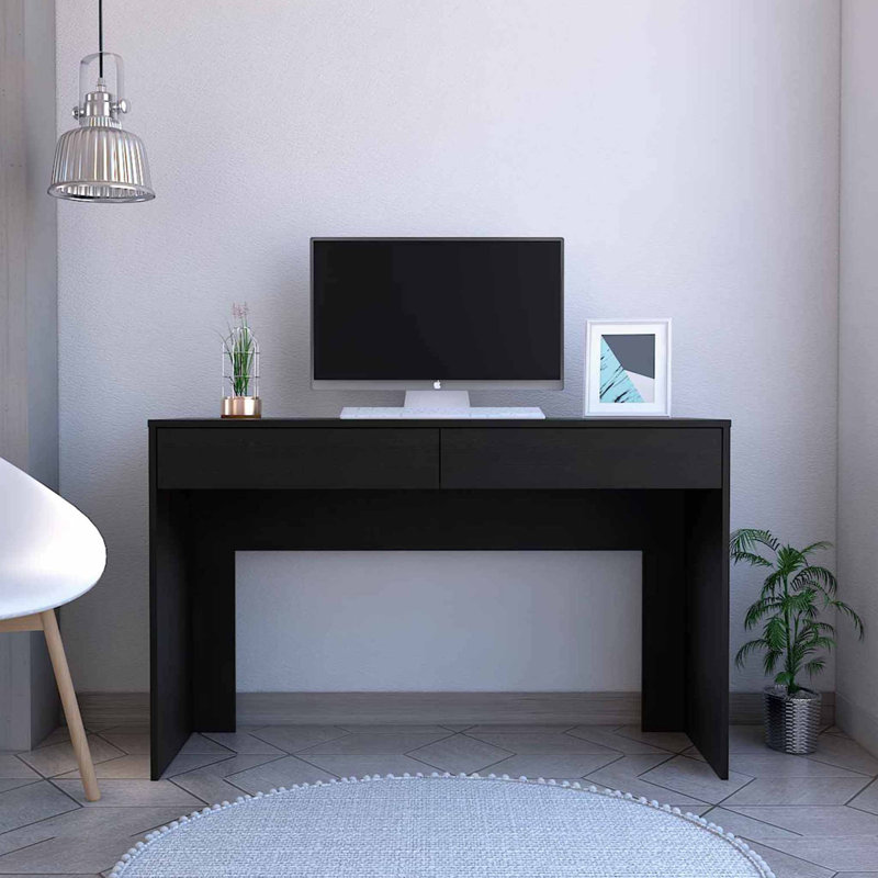Makalyn 47" Computer Desk With Two Drawers, Black