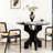 Black Round Solid Wood Dining table-713647940