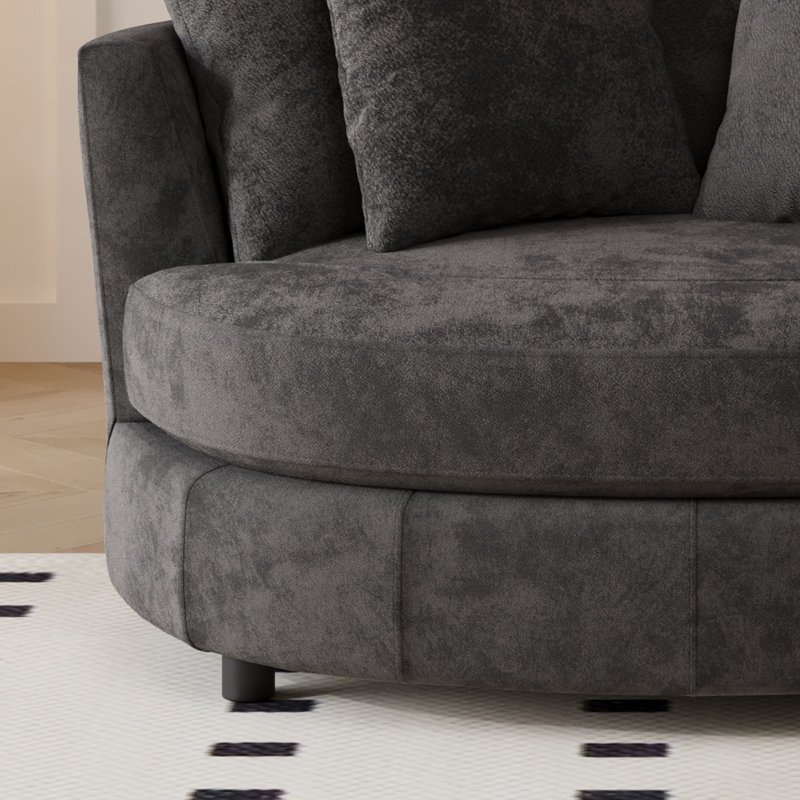 Fauteuil demi-tonneau d'appoint surdimensionné 55,1 po, Gris anthracite