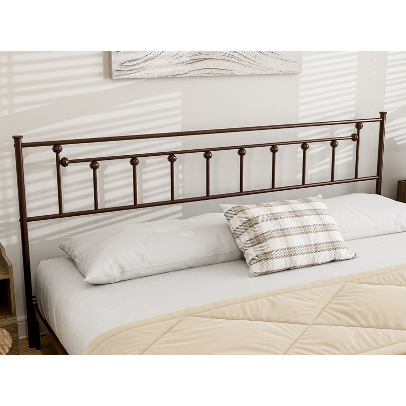 Tête de lit en métal de taille très grand, hauteur réglable, tête de lit très grand pour chambre à coucher, style maison de campagne rustique, cadre de fixation, assemblage facile, brun