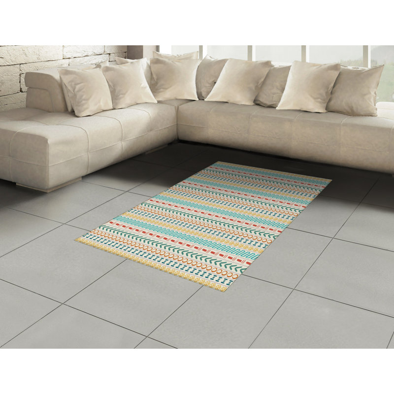 Ethnic High Density Long Fiber Poly Threads Decorative Area Rug Carpet, Rectangle 4' x 5'8"