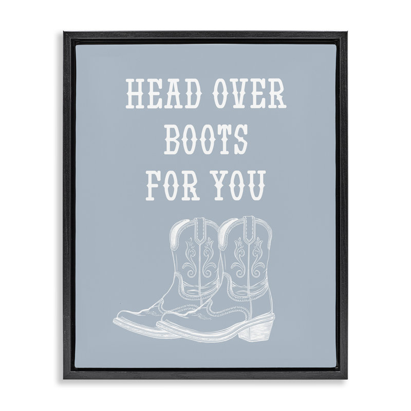"Head over bottes for you", art mural sur toile flottant gris par Daphne Polselli, H 31 po x l 25 po