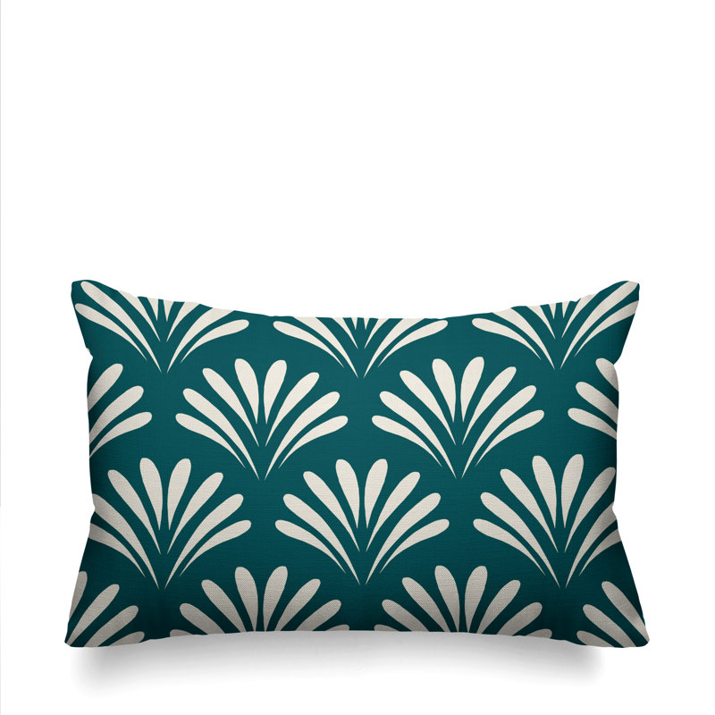 Coussin décoratif intérieur / extérieur Flower Burst, Vert émeraude, H 20 po x l 14 po, Carré
