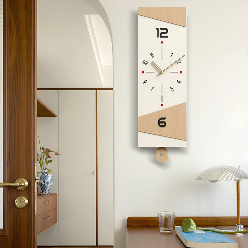 Horloges murales analogiques rectangulaires beiges, Beige