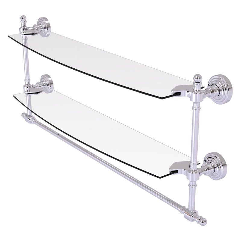Retro Wave 2 Piece Tiered Shelf with Towel Bar, Polished Chrome
