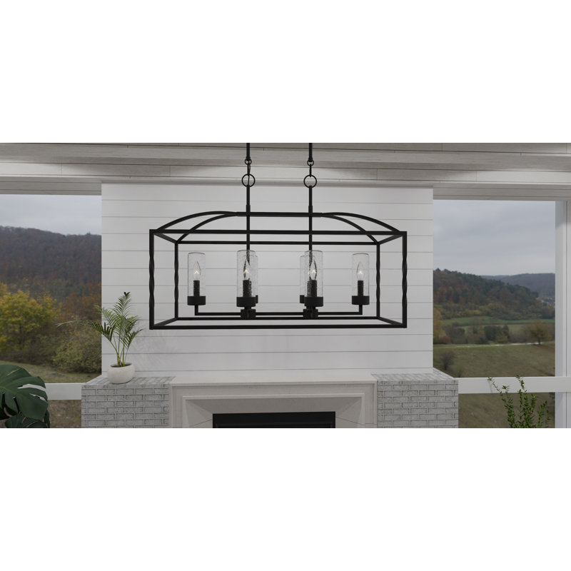 Ivannah 6-Light Earth Black Outdoor Linear Chandelier