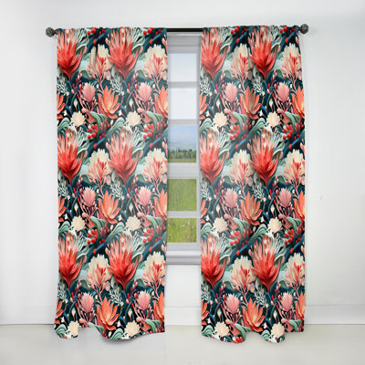Tropical Reef Adventure - Motif rose II - Rideau floral - Rideau obscurcissant - 1 panneau