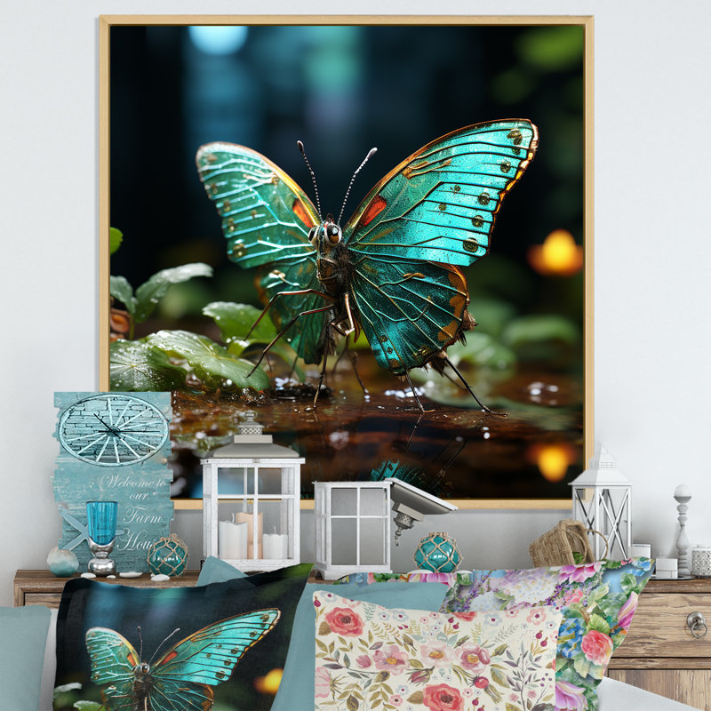 Butterfly Natures Palette - Art mural papillon, H 36 po x l 36 po x P 1,5 po, Cadre naturel flottant