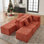 Canapé modulaire de 130 po Cloud, siège en L profond avec repose-pieds, canapé d'angle en chenille, sans assemblage requis, rouge orange