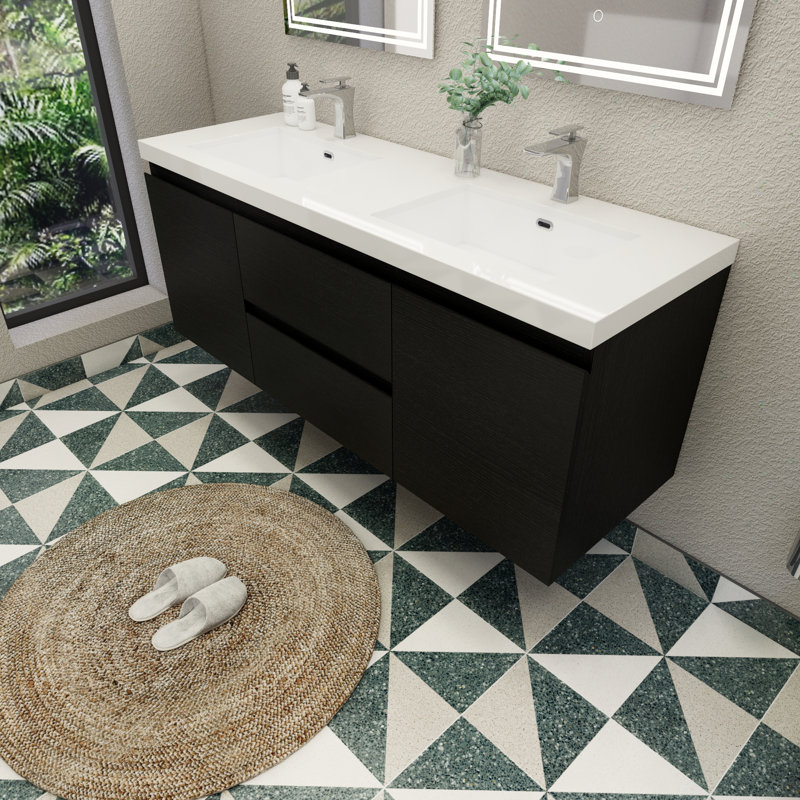 Ensemble de meuble-lavabo double 59 po Aylanna, Noir riche