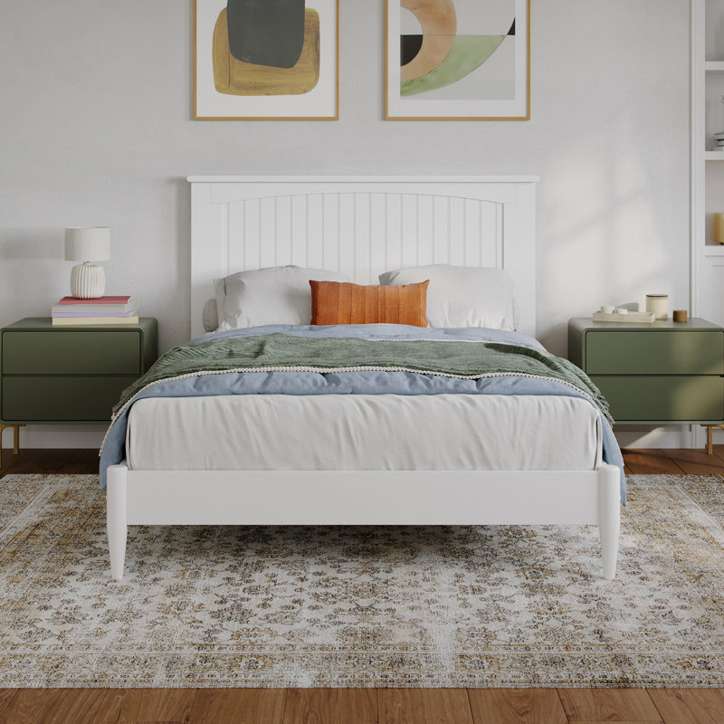  Lit plateforme Amandalee, Blanc, Double