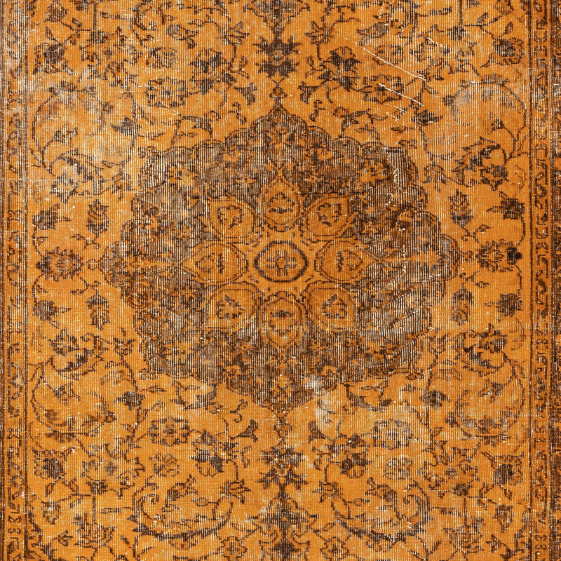 Tapis turc rétro surdimensionné de 5 pi x 8,6 pi. Tapis en laine noué à la main pour les intérieurs modernes