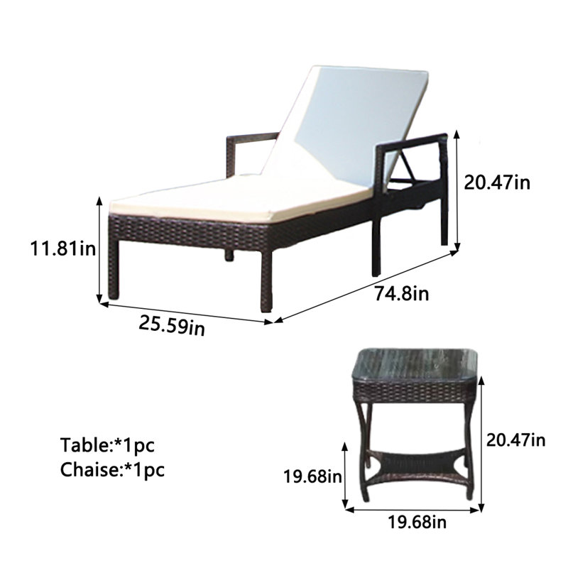 Kahlynn Outdoor Chaise Lounge Set with Table , Cushion Included