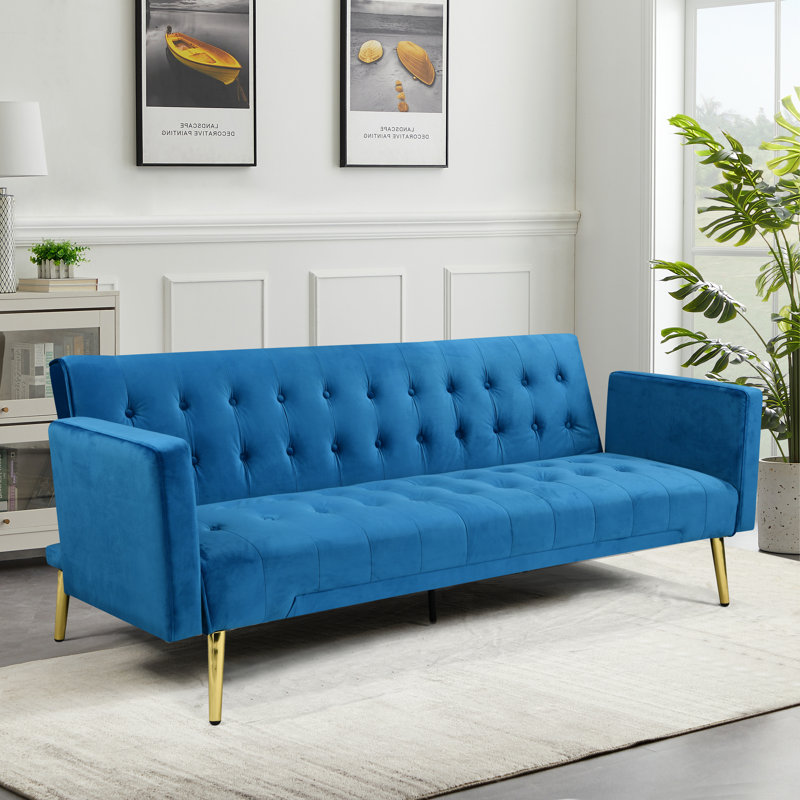 3 Seater Velvet Sofa, Blue
