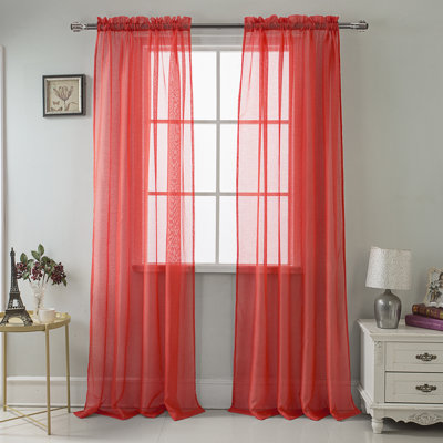 Panneau de rideau transparent simple de couleur unie avec passe-tringle Landose