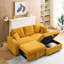 Velours côtelé orange de 80 po avec inclinaison coulissante, conception peu encombrante, porte-gobelets, repose-pieds amovible, 2 sièges, look moderne, processus d'assemblage facile, économie cachée, toucher doux, rapide-435093359