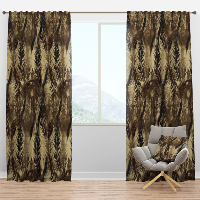 Panneau de rideau simple semi-diaphane avec passe-tringle Southwestern Empints of Flying Bird Feathers, l 52 po x L 120 po